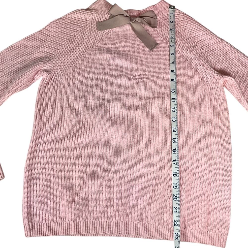 J.Crew Pink Wool Blend Sweater with Velvet Bow Neck Size Small Preppy Luxury - Picture 6 of 10